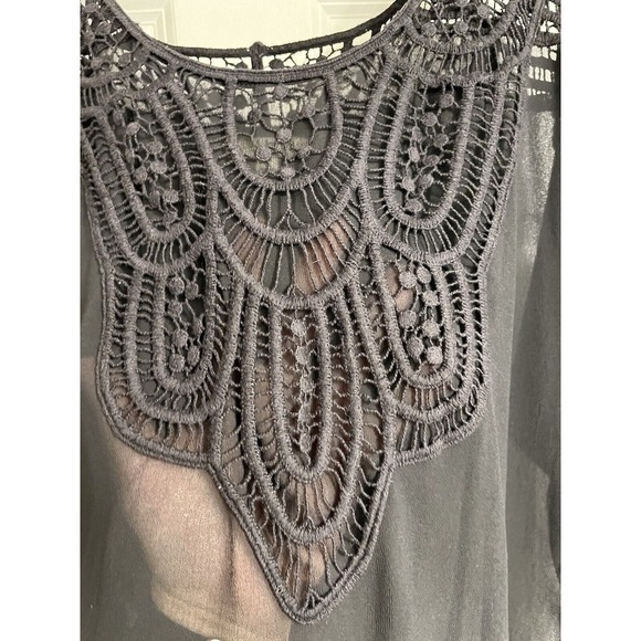 YA Los Angeles Small SILK Blend Black Elastic Waist‎ embroidered Lace Boxy - Picture 3 of 11